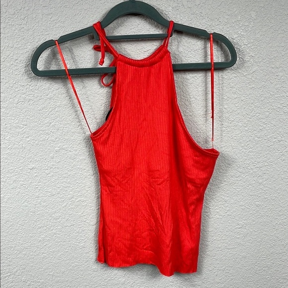 NWT The Range Alloy Rib Tied One Shoulder Tank Top Red Fuego Sz S - Picture 4 of 13